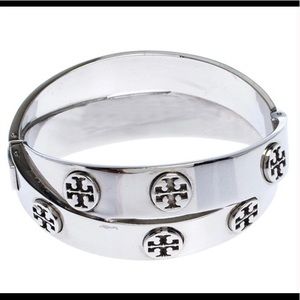 Tory Burch Metal Double Wrap Logo Stud Bracelet
